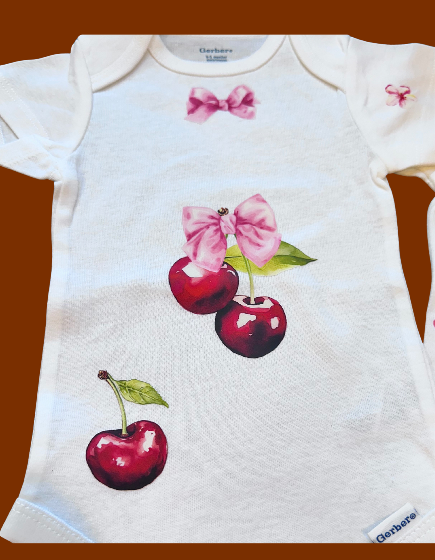 Baby girl pretty cherry 0-3 month Onesie Set