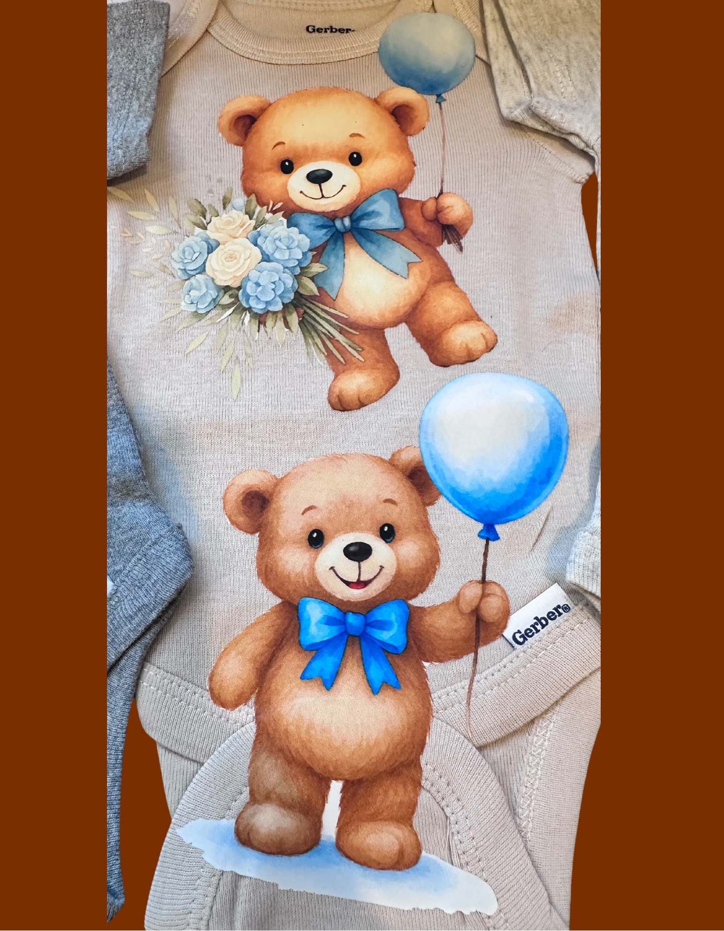 Baby boy teddy bear Onesie Set 0-3 months