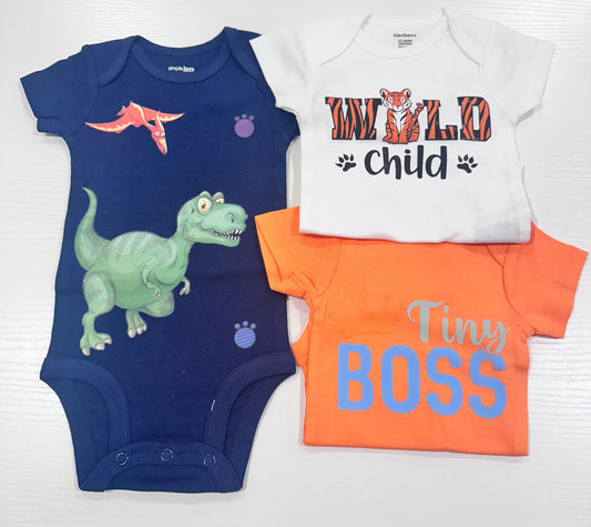 Baby boy, onesie set of 3/ 0-3 Months
