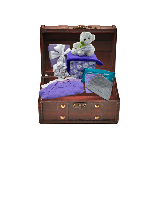 (Oso blanco) Cesta de regalo unisex para recién nacidos