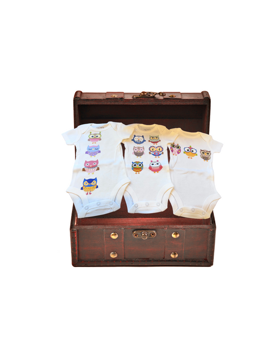 Unisex owl baby onesie set