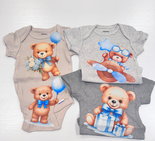 Baby boy teddy bear Onesie Set Of 3