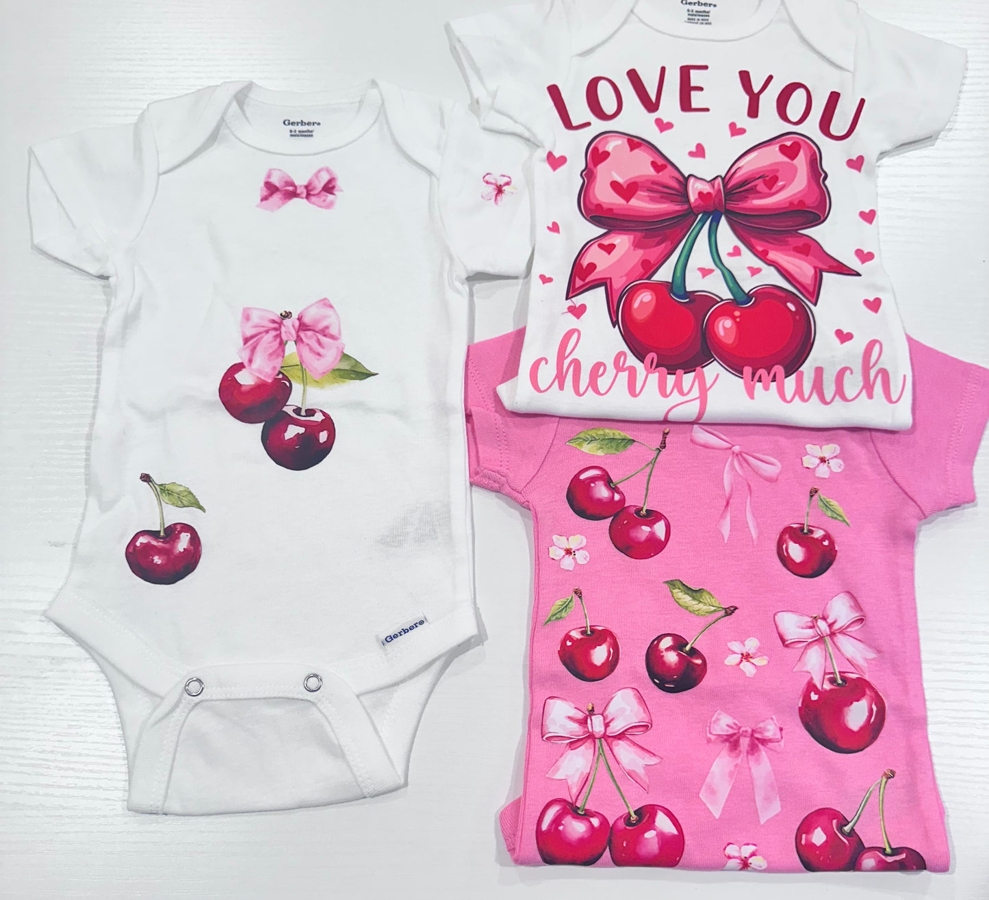 Baby girl pretty cherry Onesie Set Of 3