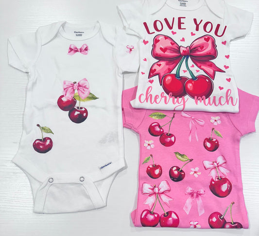 Baby girl pretty cherry Onesie Set Of 3