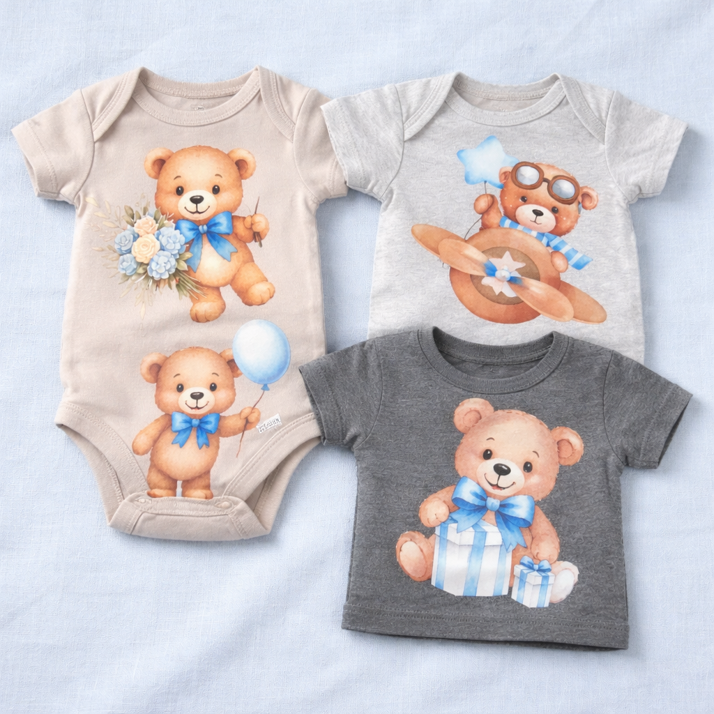 Baby boy teddy bear Onesie Set Of 3