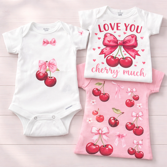 Baby girl pretty cherry Onesie Set Of 3