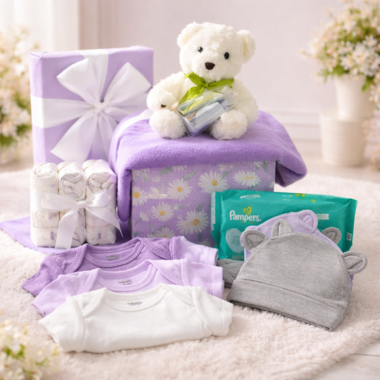 Purple Floral Velvet Gift Box (NewBorn)