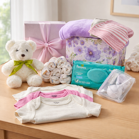 Pink Floral velvet Gift Box (NewBorn)